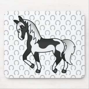 Mousepad Ilustração de Cartoon de Cavalo Trotante de Pinto