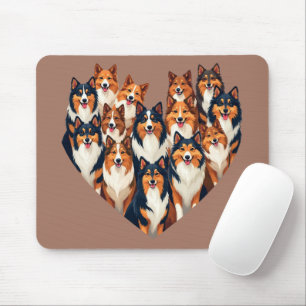 Mousepad Ilustração de Coração de Sheltie Cachorro Shetland