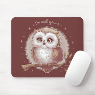 Mousepad Ilustração de Coruja Fofa e Caprichosa Cottagecore