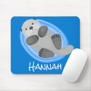 Mousepad Ilustração de desenho animado azul de lontra do