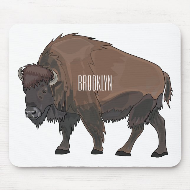 Mousepad Ilustração de desenho animado Bison (Frente)