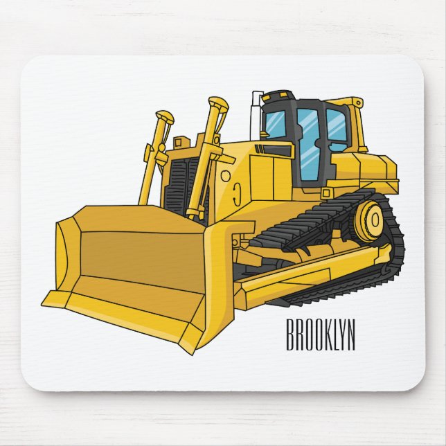 Mousepad Ilustração de desenho animado Bulldozer (Frente)