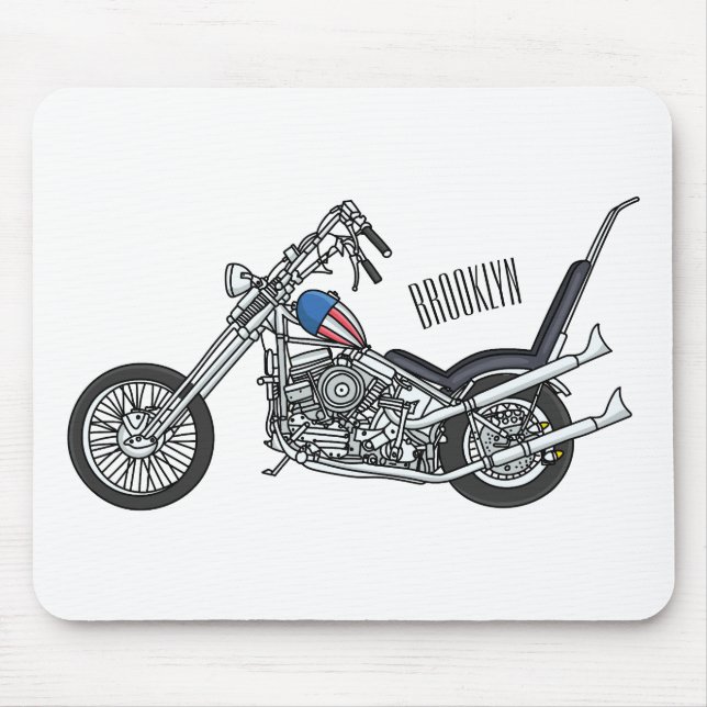 Mousepad Ilustração de desenho animado Chopper Motorcycle 1 (Frente)