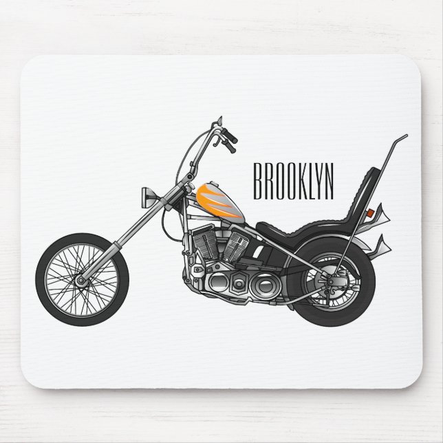 Mousepad Ilustração de desenho animado Chopper Motorcycle 1 (Frente)