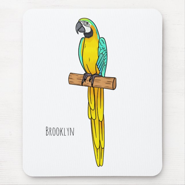 Mousepad Ilustração de desenho animado com arara-arara-azul (Frente)