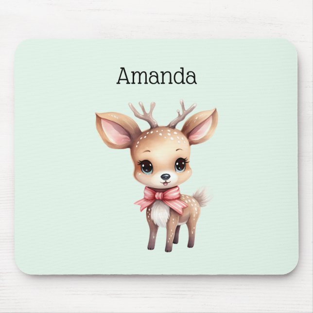 Mousepad Ilustração de desenho animado de adorável cervo be (Frente)