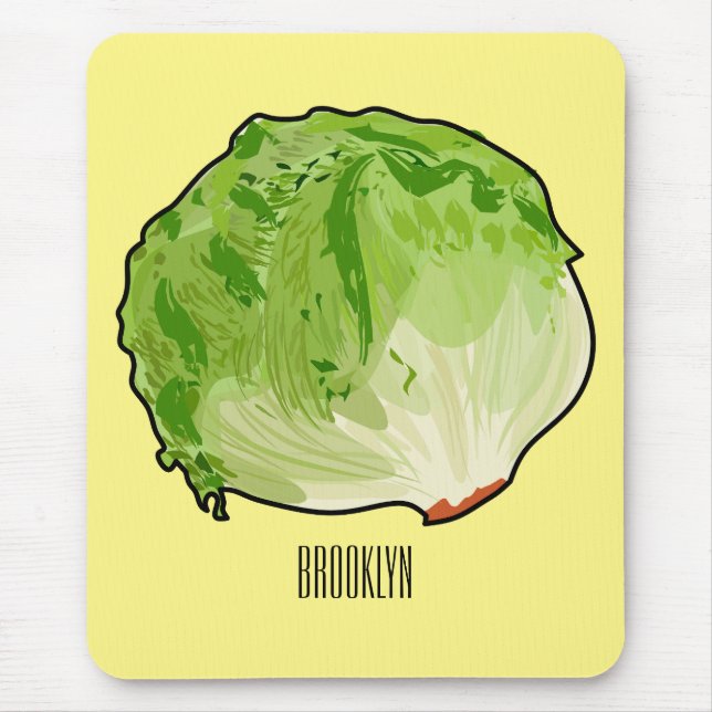Mousepad Ilustração de desenho animado de alface (Frente)