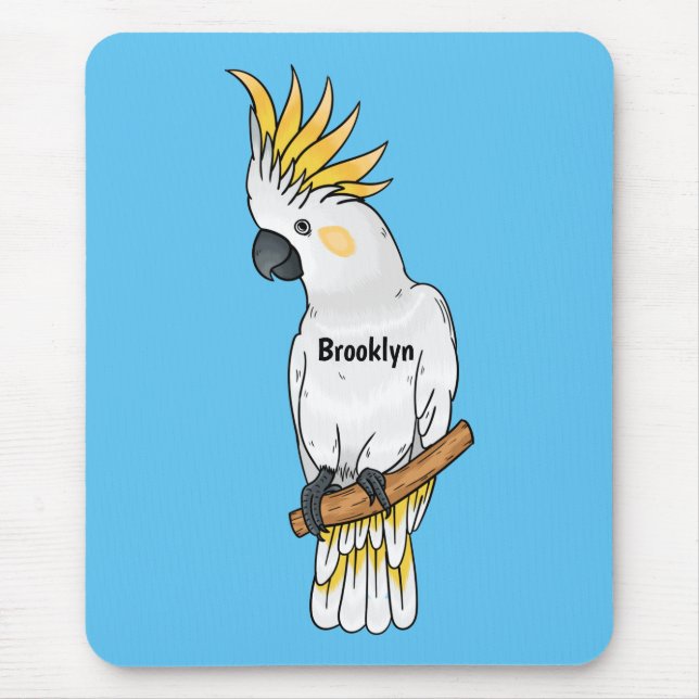 Mousepad Ilustração de desenho animado de ave-coquetel com  (Frente)