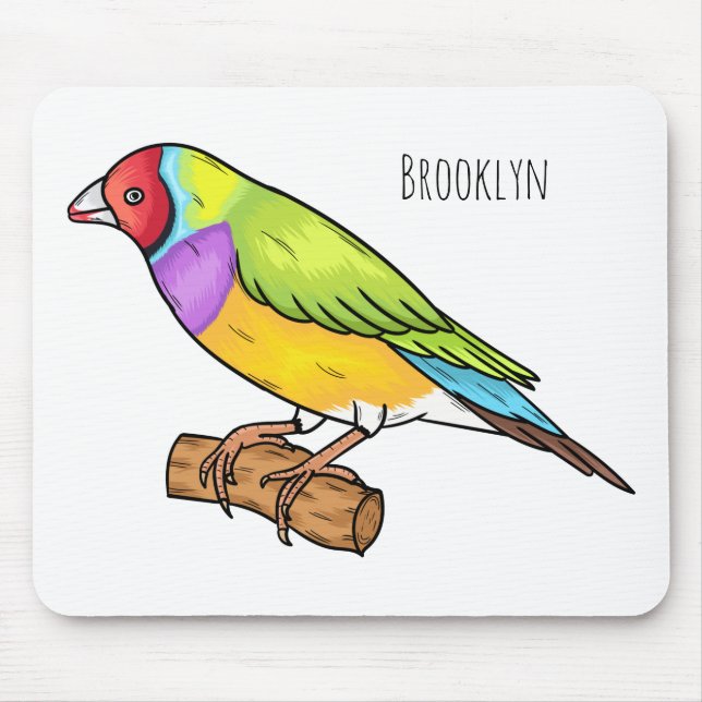 Mousepad Ilustração de desenho animado de ave-finch-gouldia (Frente)