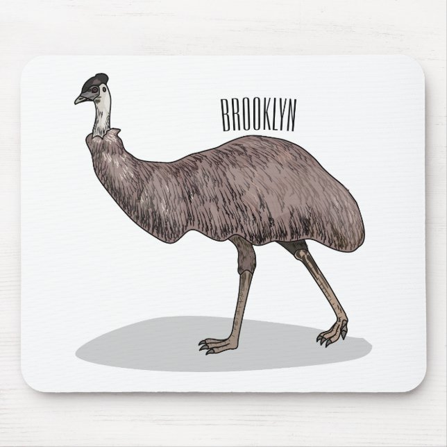 Mousepad Ilustração de desenho animado de aves da Emu (Frente)