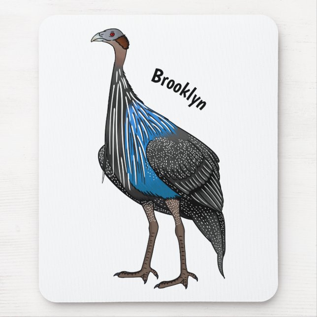Mousepad Ilustração de desenho animado de aves guineafowl v (Frente)