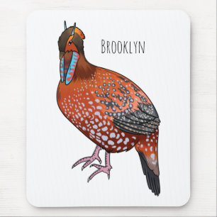 Mousepad Ilustração de desenho animado de aves tragopan de 