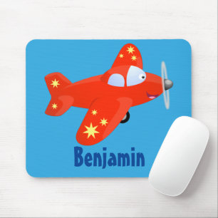 Mousepad Ilustração de desenho animado de avião vermelho