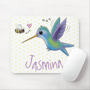 Mousepad Ilustração de desenho animado de bee hummingbird