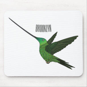 Mousepad Ilustração de desenho animado de beija-flor-espada