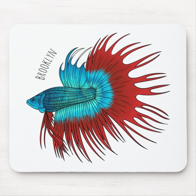Mousepad Ilustração de desenho animado de betta-rabo-cruzad (Frente)