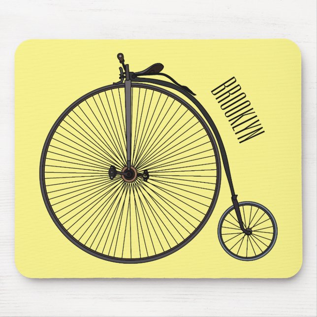 Mousepad Ilustração de desenho animado de bicicleta de alta (Frente)