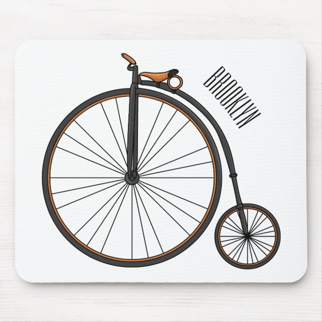 Mousepad Ilustração de desenho animado de bicicleta de alta (Frente)