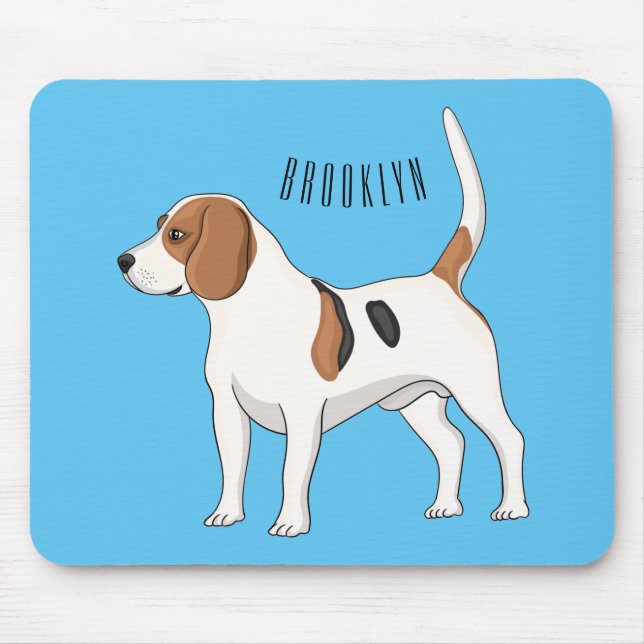 Mousepad Ilustração de desenho animado de cachorro Beagle (Frente)