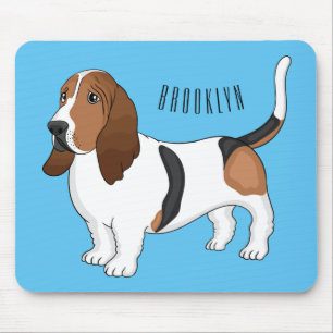 Mousepad ilustração de desenho animado de cão basset hound