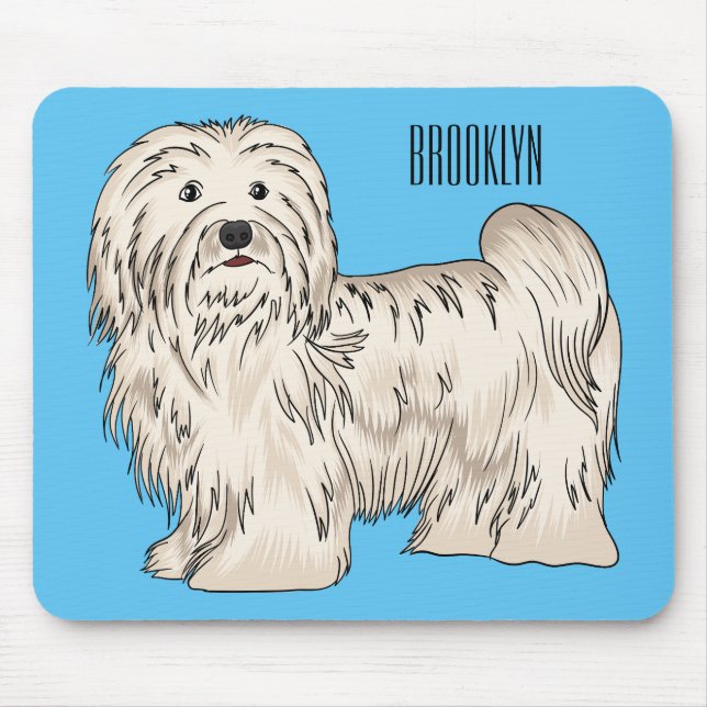 Mousepad Ilustração de desenho animado de cão Havanês (Frente)