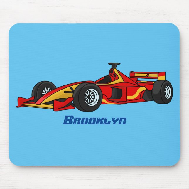 Mousepad Ilustração de desenho animado de carros de alta ve (Frente)