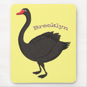 Mousepad Ilustração de desenho animado de cisne preto