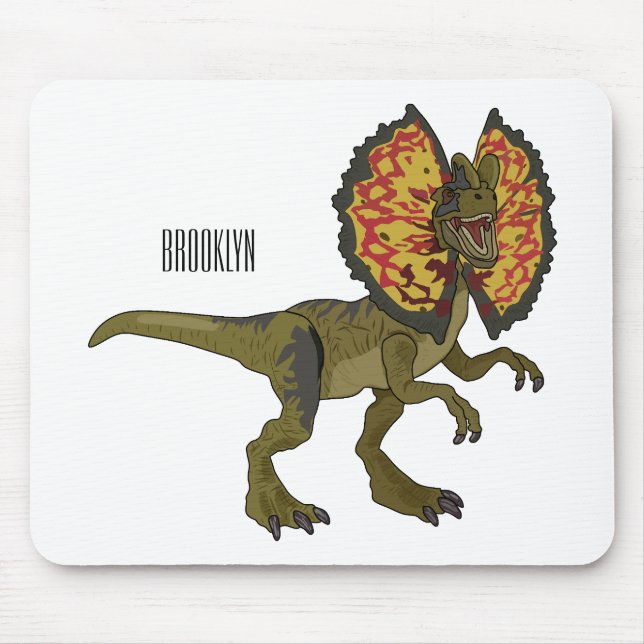 Mousepad Ilustração de desenho animado de Dilophosaurus (Frente)