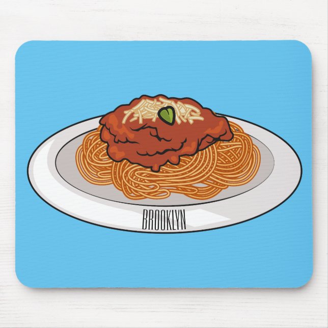 Mousepad Ilustração de desenho animado de espaguete (Frente)