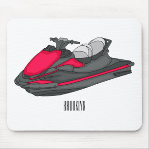 Mousepad Ilustração de desenho animado de esqui jet