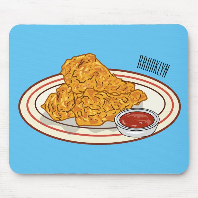 Mousepad Ilustração de desenho animado de frango desidratad (Frente)