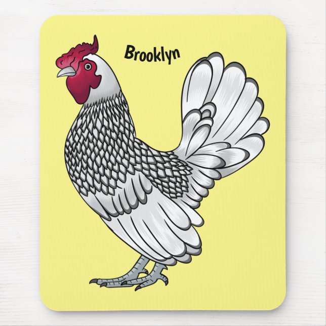 Mousepad Ilustração de desenho animado de frango Sebright (Frente)
