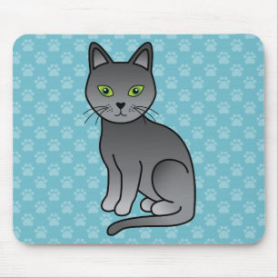 Mousepad Ilustração de desenho animado de gato azul russo