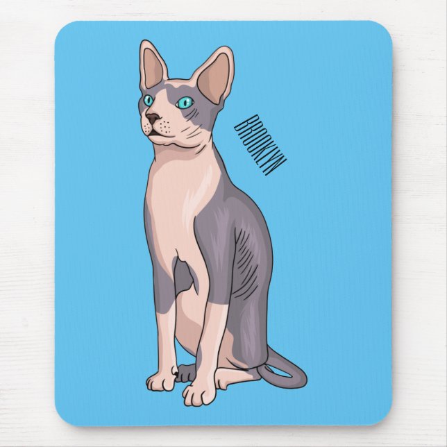 Mousepad Ilustração de desenho animado de gato esphynx (Frente)