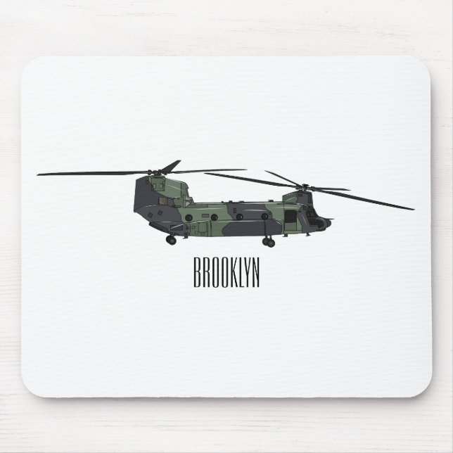 Mousepad Ilustração de desenho animado de helicóptero do ex (Frente)