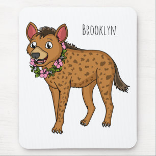 Mousepad Ilustração de desenho animado de Hyena e flores