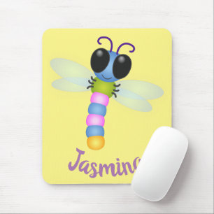 Mousepad Ilustração de desenho animado de libélula azul