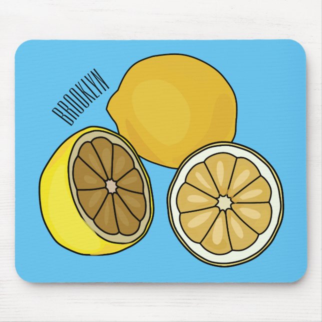 Mousepad Ilustração de desenho animado de limão (Frente)