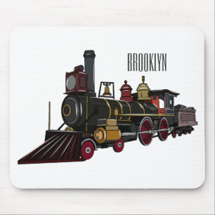 Mousepad Ilustração de desenho animado de locomotiva a vapo