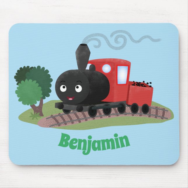 Mousepad Ilustração de desenho animado de locomotiva de com (Frente)