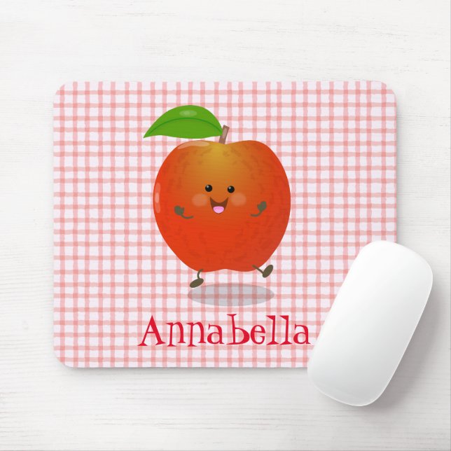 Mousepad Ilustração de desenho animado de maçã dançante (Com mouse)