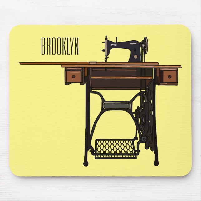 Mousepad Ilustração de desenho animado de máquina de costur (Frente)