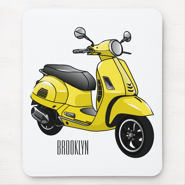 Mousepad Ilustração de desenho animado de motocicleta (Frente)