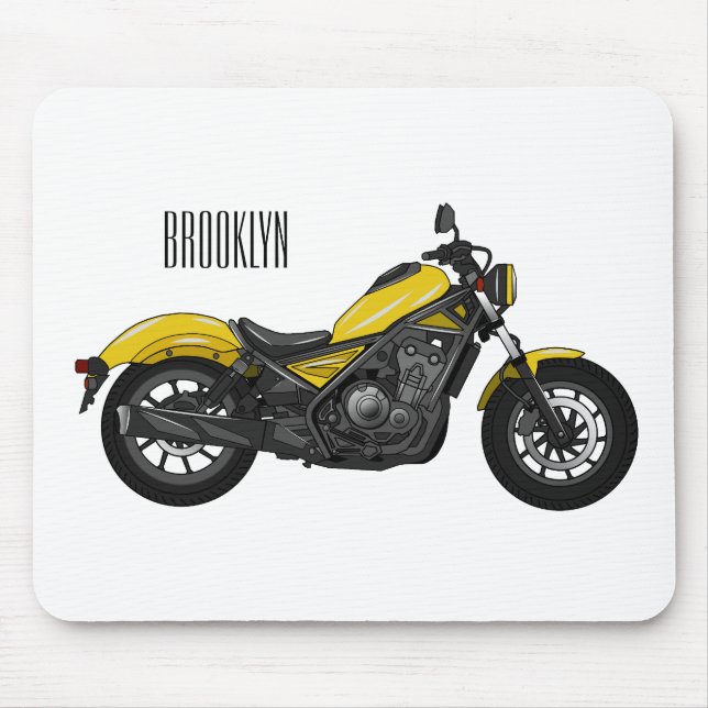 Mousepad Ilustração de desenho animado de motociclo cruzado (Frente)