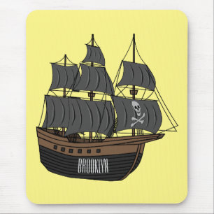 Mousepad Ilustração de desenho animado de navio pirata