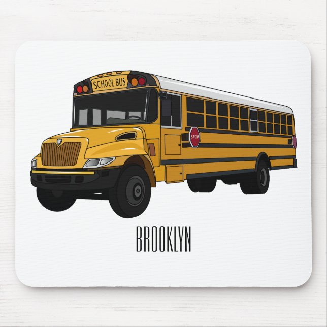 Mousepad Ilustração de desenho animado de ônibus escolar (Frente)