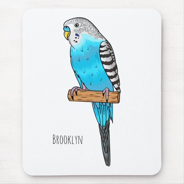 Mousepad Ilustração de desenho animado de pássaros azul (Frente)