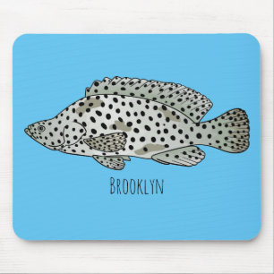 Mousepad Ilustração de desenho animado de peixe-garoupa-jub