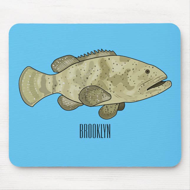 Mousepad Ilustração de desenho animado de peixe-grua (Frente)