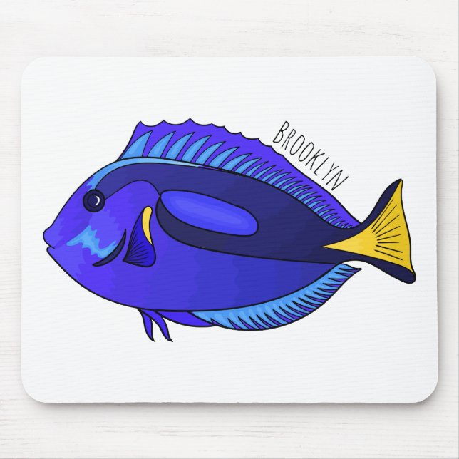 Mousepad Ilustração de desenho animado de peixe marrom azul (Frente)